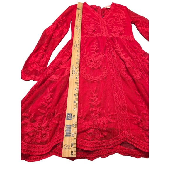 Altar'd State Lavesta Dress M Red Floral Lace Romantic Whimsical Embroidered A35 - Picture 9 of 12